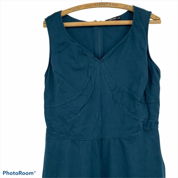 EShakti teal dress 16 or 1x with pockets. Sleeveless full skirt - Picture 2 of 4